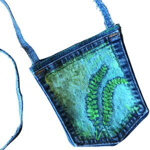 Crossbody Mini Jean Pocket Purse: Handmade Over Shoulder Floral Cell Phone Bag